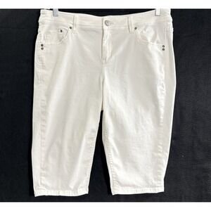 TOMMY BAHAMA Women‎ Bermuda Denim High Rise Clam Digger Short Sz 14 White 2-6